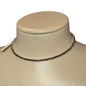 Stephan & Co Women's Trendy Silver Plated Black Rhinestone Wrap Choker Necklace